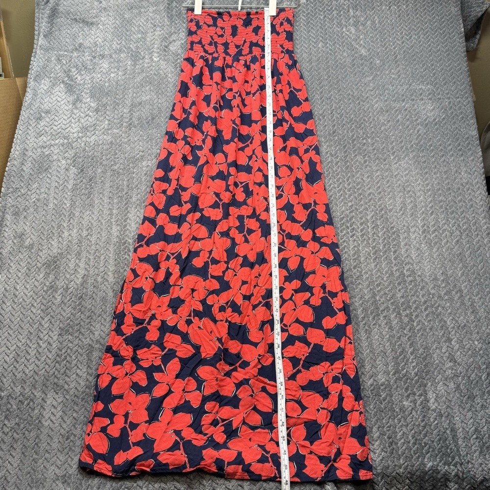 Gap Women's Strapless‎ Maxi Dress Small Red Floral Smocked Boho Beach Swim Cover - Picture 11 of 12